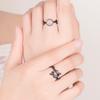 New 2PC Couple Ring Fashion Moonlit Forest Thorns Creativity Flowers Black Bud Adjustable Pair Lovers Rings Jewelry Gift