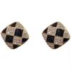 New Black & White Chessboard Earrings: Simple Fashion, Korean Design, Diamond-Studded, French S925 Silver Needle Trend for Women.
