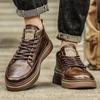 Повседневная обувь мужская на шнуровке модные удобные мягкие кожаные кроссовки средней высоты роскошные мужские ботинки деловая обувь для работы на открытом воздухе