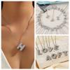 Silver Color Silver Zircon Necklace Rhinestones Women Choker Simple Letter Pendant Necklace  Gift