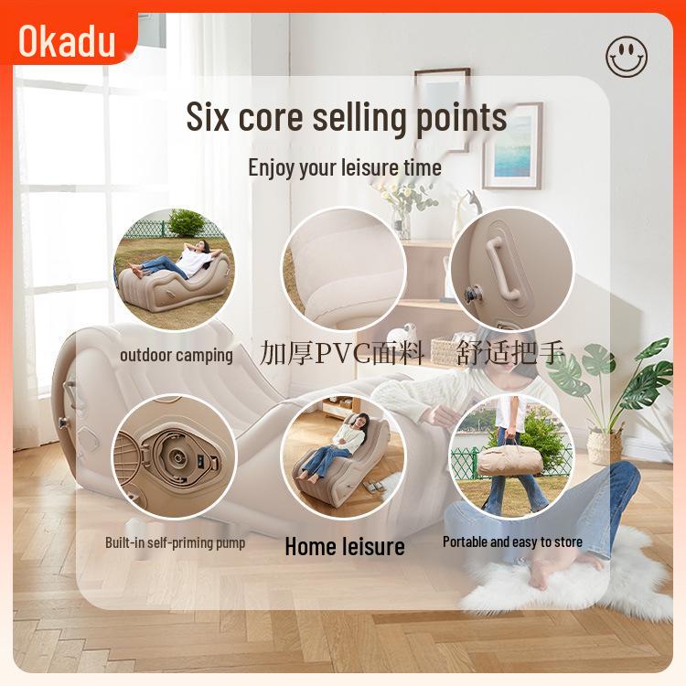 Надувное кресло-шезлонг из ПВХ: Портативный односпальный надувной диван для использования в помещении в общежитии