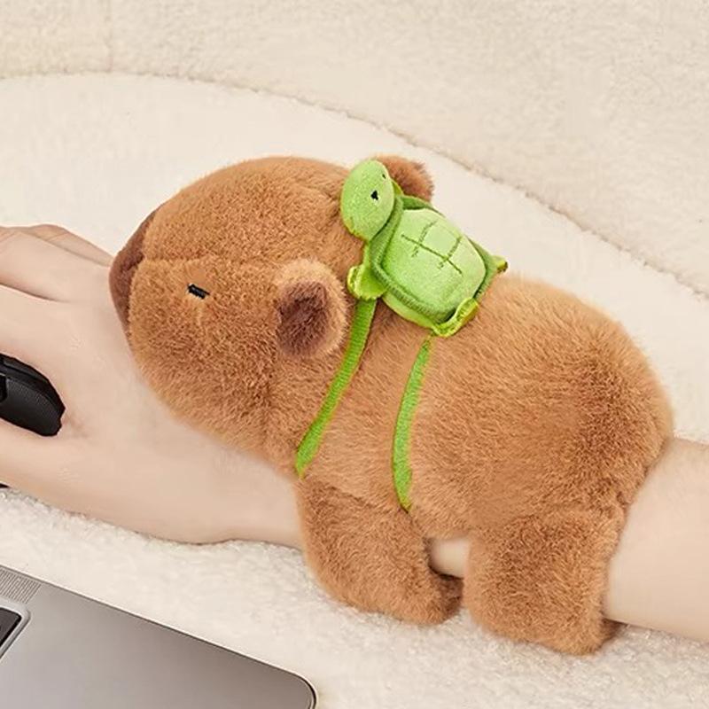 Cute Stuffed Animal Capybara Wristband Plush Doll Playthings Soft Wrist Band Water Dolphin Doll Wrist Snap Ring Plush Entertaining Pop Circle