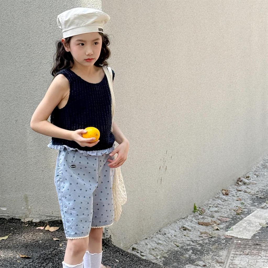 Zhili Kids Шорты из голубого кружева в корейском стиле для девочек