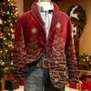 Пиджак Костюм Вельветовая Зимняя Куртка Приталенный Однобортный Пиджак Лацкан Длинный Рукав 3D Принт на Рождественскую Тематику Верхняя Одежда