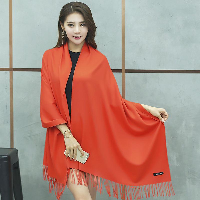 Korean-Style Thickened Imitation Cashmere Scarf: Unisex Long Shawl for Autumn/Winter