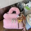 Plush Small Bag Women's 2025 Autumn New Fashion Fluffy Portable Box Bag High Value Single Shoulder Messenger Bag