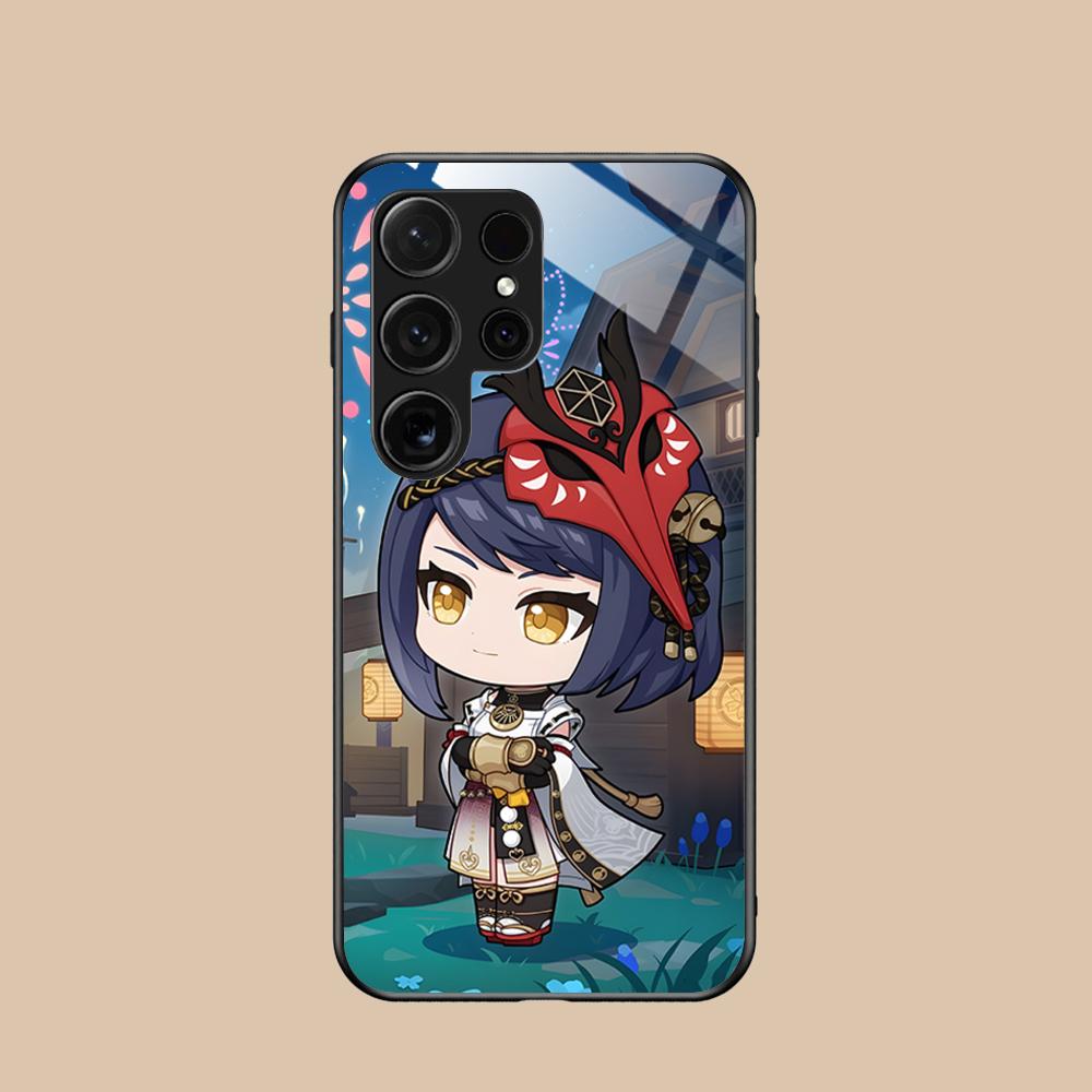 Game GI Kujou Sara Mobile Phone Case for Samsung Galaxy S26 S25 S24 S23 S22 S21 S20 Note20 Plus FE Ultra Glass Colorful Cover