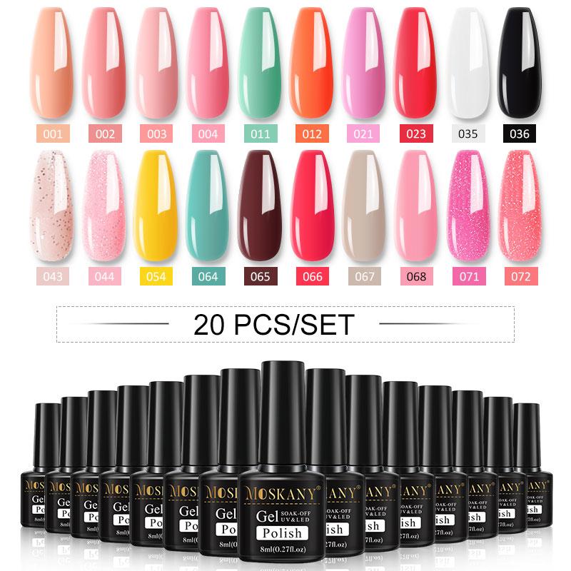 10/20/30 цветов, набор гель-лаков для ногтей, набор гель-лаков для замачивания, маникюр, полупостоянные гибридные лаки, основа и верхний дизайн ногтей