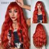 HENRY MARGU Red Ginger Copper Yellow Synthetic Wig for Women Long Curly Wave Wigs with Bangs Cosplay Party Heat Resistant Hair