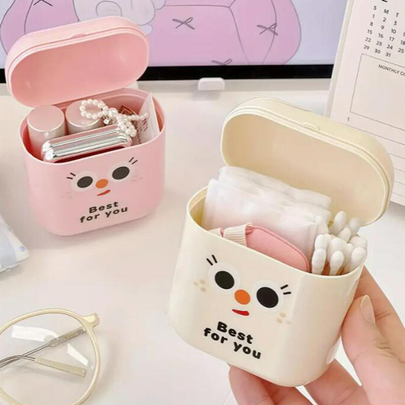 1Pcs Pretty Plastic Data Cable Organizer Cute Small Storage Box for Lipstick Earphones Sealed Student Desktop Organizer Case