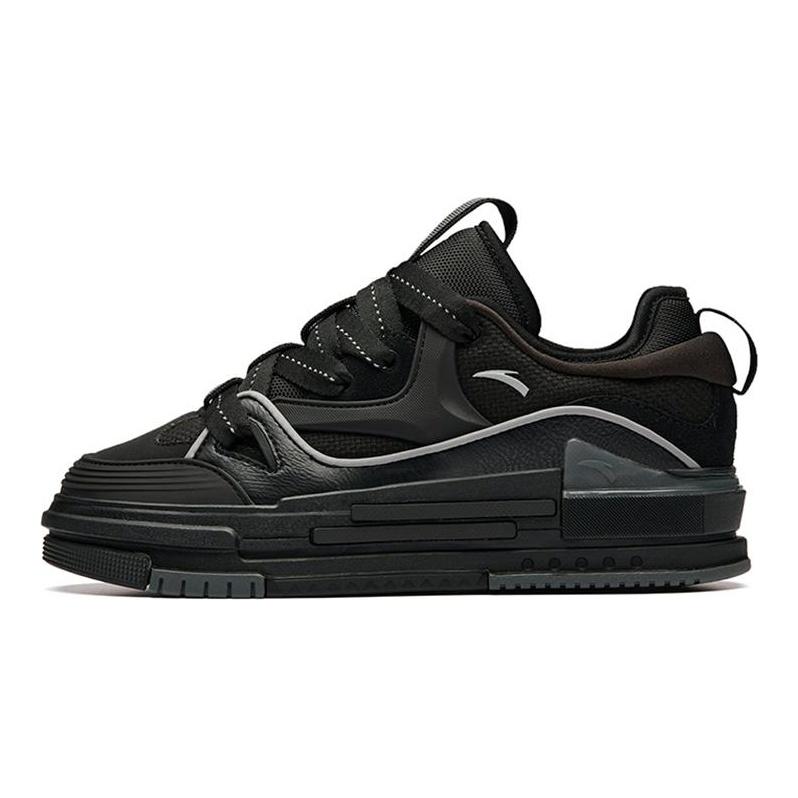 Anta Bump Puffy Shoes Platform Slip Resistant Low top Skateboard Shoes Women's Black 922238060-1
