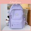 Large Simple Capacity Backpack With Solid Color And Letter Design For Daily