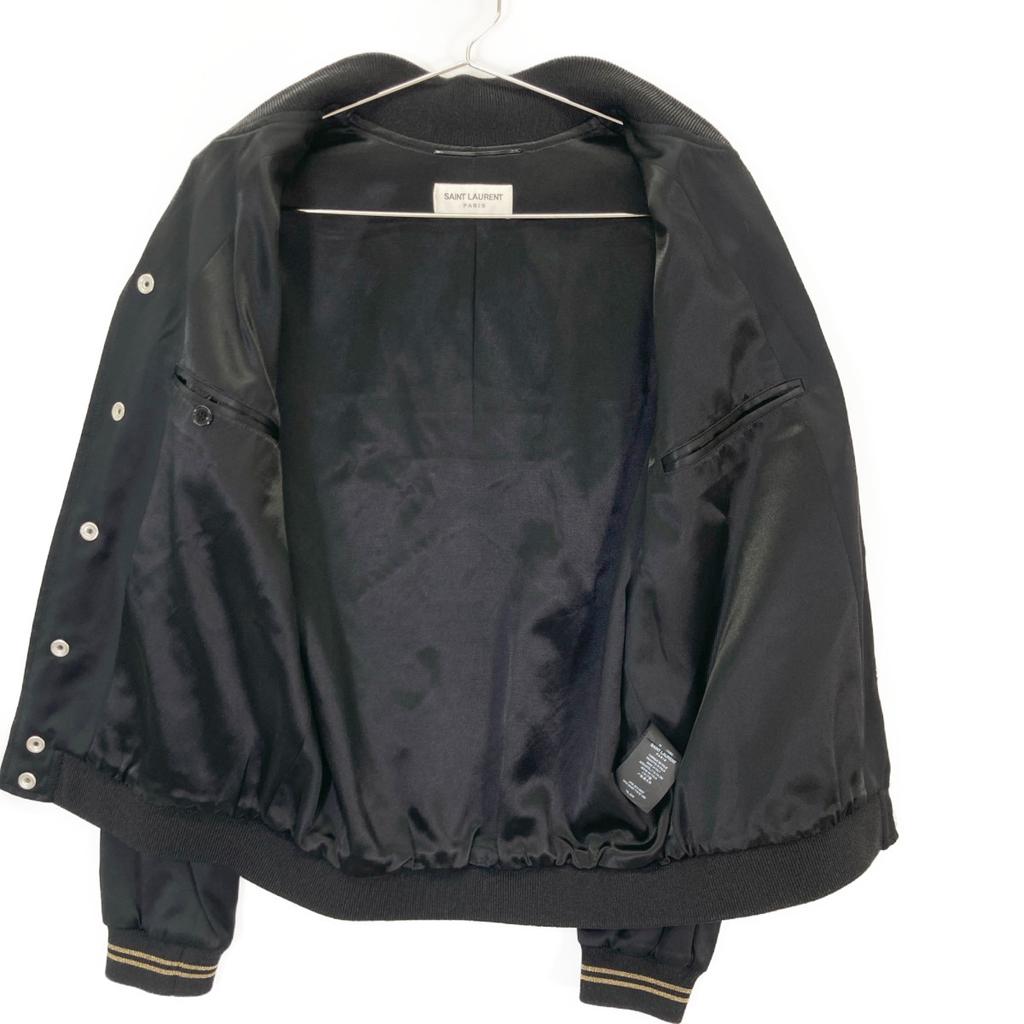 Saint Laurent Paris 16AW EDIUM Палладиевая блестящая куртка-бомбер с мишками 44 черный Б/у