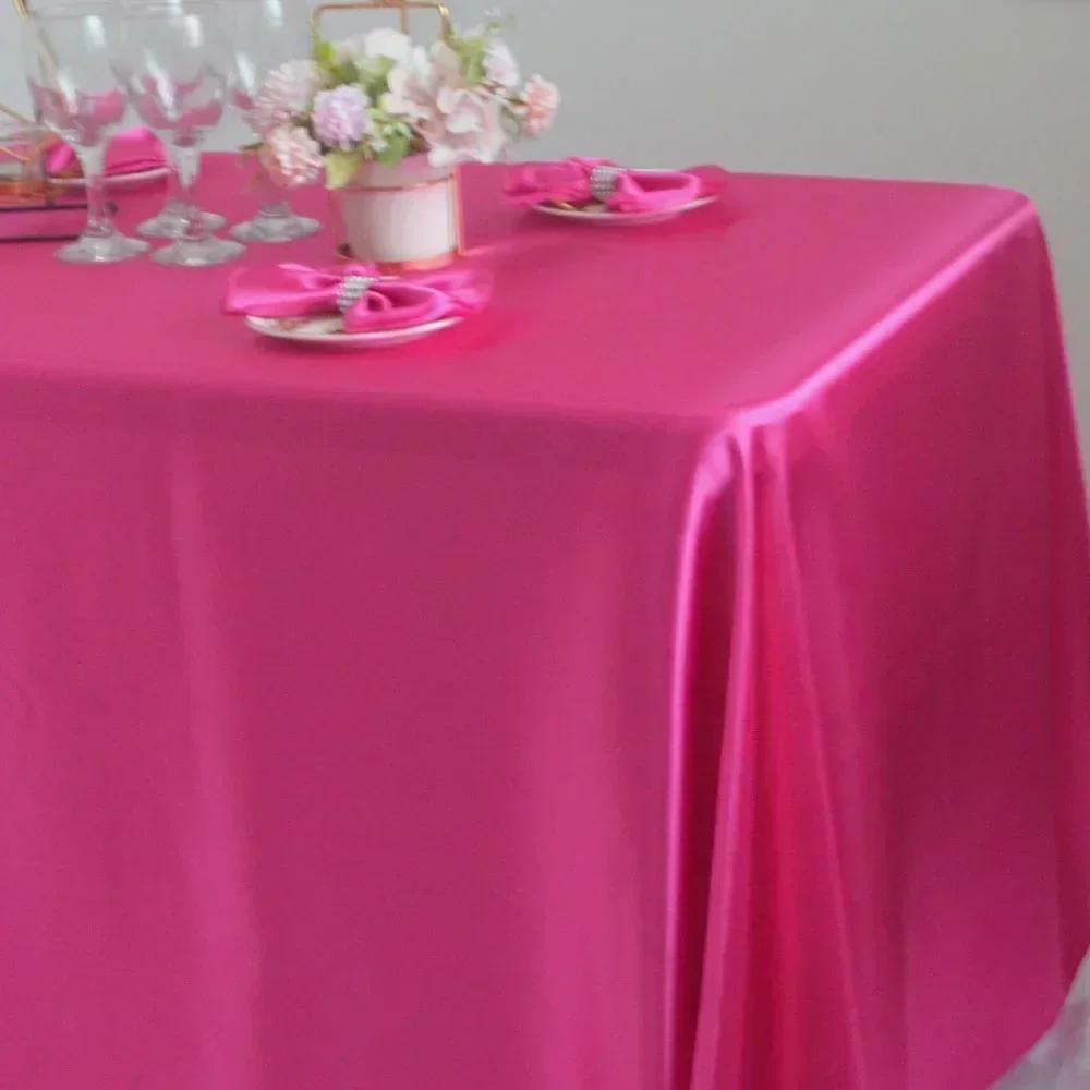 White Red Satin Rectangular Tablecloth for Wedding Party Baby Shower Christmas Restaurant Banquet Decoration