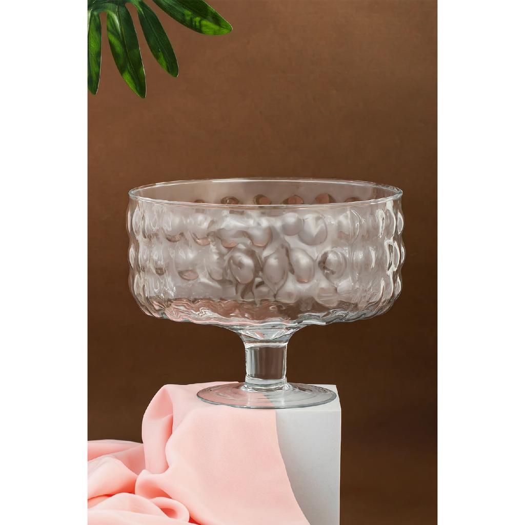 Rgy077 Bubbles Footed Glass Cake Fan, Cake / Cake / Sweet Stylish Presentation Stand 19 Cm