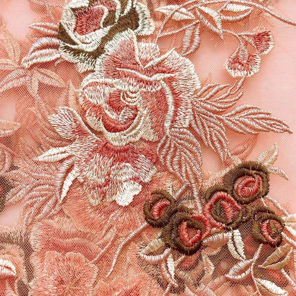 3D Flower Floral Embroidered Patches Mesh Bottom Wedding Dress Stickers  Clothing Decoration
