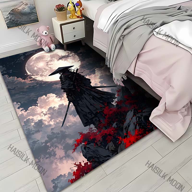 Japanese Bushido Pattern Carpet for Living Room Bedroom Bedside Floor Mat Sofa Table Area Rugs Home Decor Large Size