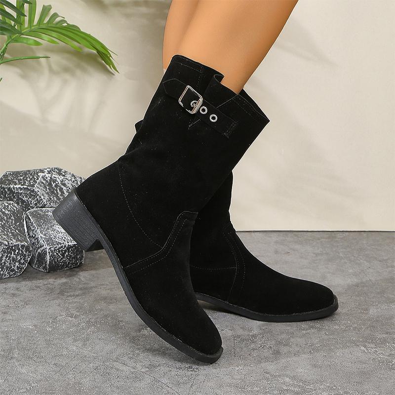 Women Suede High Boots Heels Shoes Winter New Fashion Walking Shoes Women 2024 Trend Snow Boots Cozy Dress Mujer Chelsea Botas