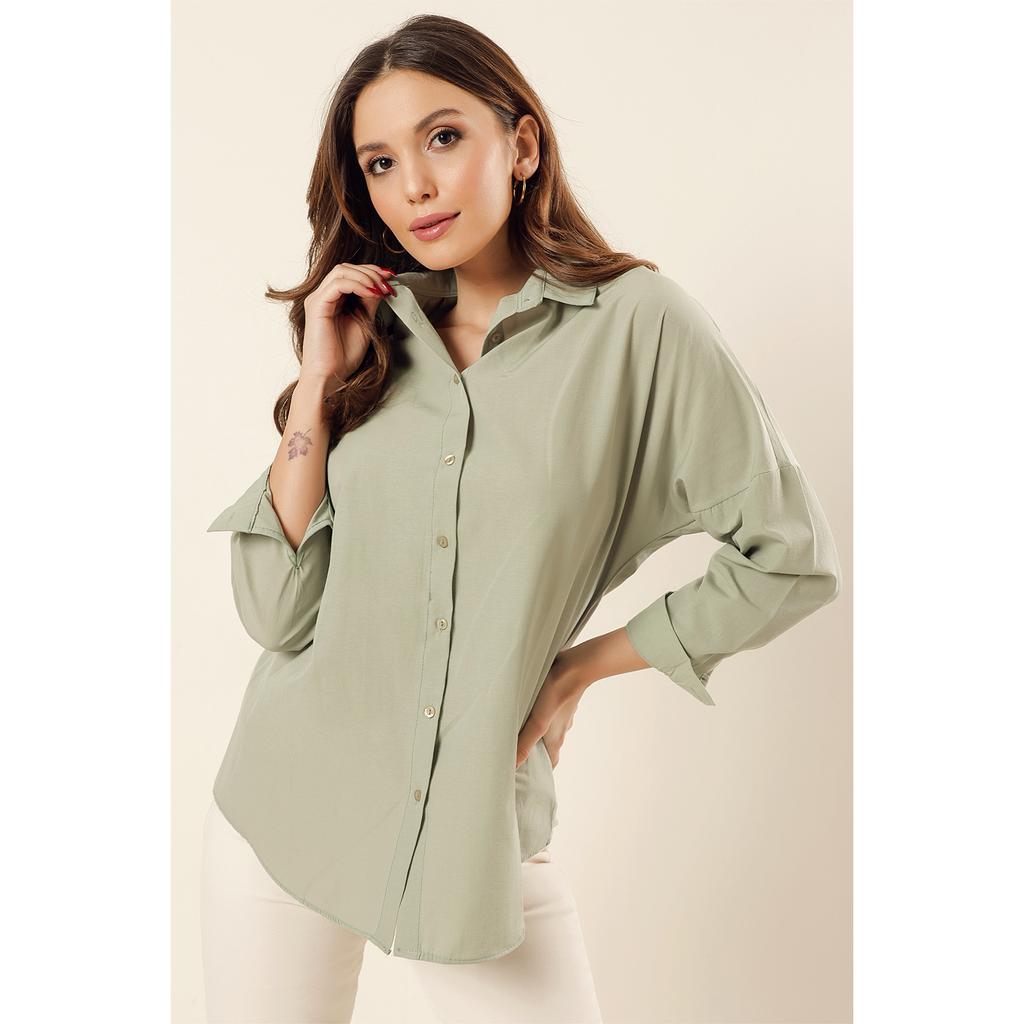 Длинная базовая рубашка оверсайз