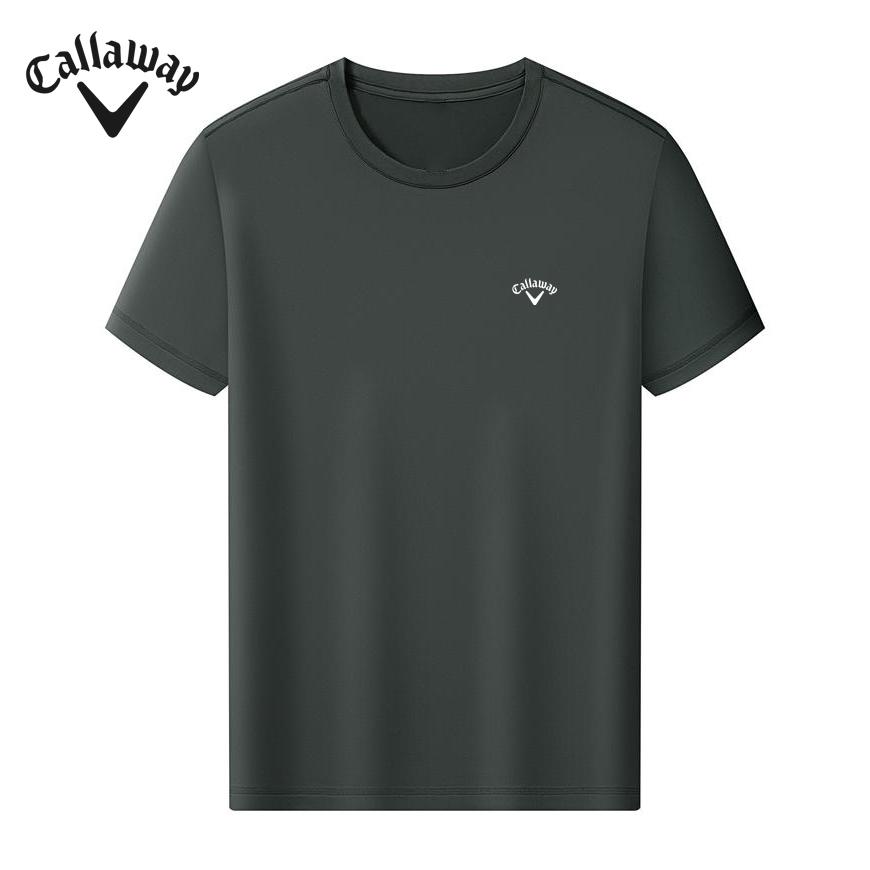 Callaway Футболка 2025 года, летняя, высококачественная, с вышивкой, в спортивном стиле, однотонная, с круглым вырезом и короткими рукавами