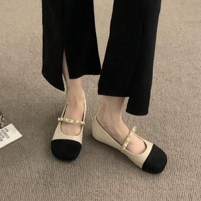 Цепочка слов с туфлями-лодочками на плоской подошве с круглым носком в цветовой гамме Мэри Джейн, женская обувь, удобные туфли Doudou на мягкой подошве, одинарные туфли для позднего вечера