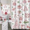 GAEChristmas Shower Curtain for Kids Cute Xmas Tree Candy Ball Snowman Gingerbread Man Shower Curtain for Christmas Bathroom D