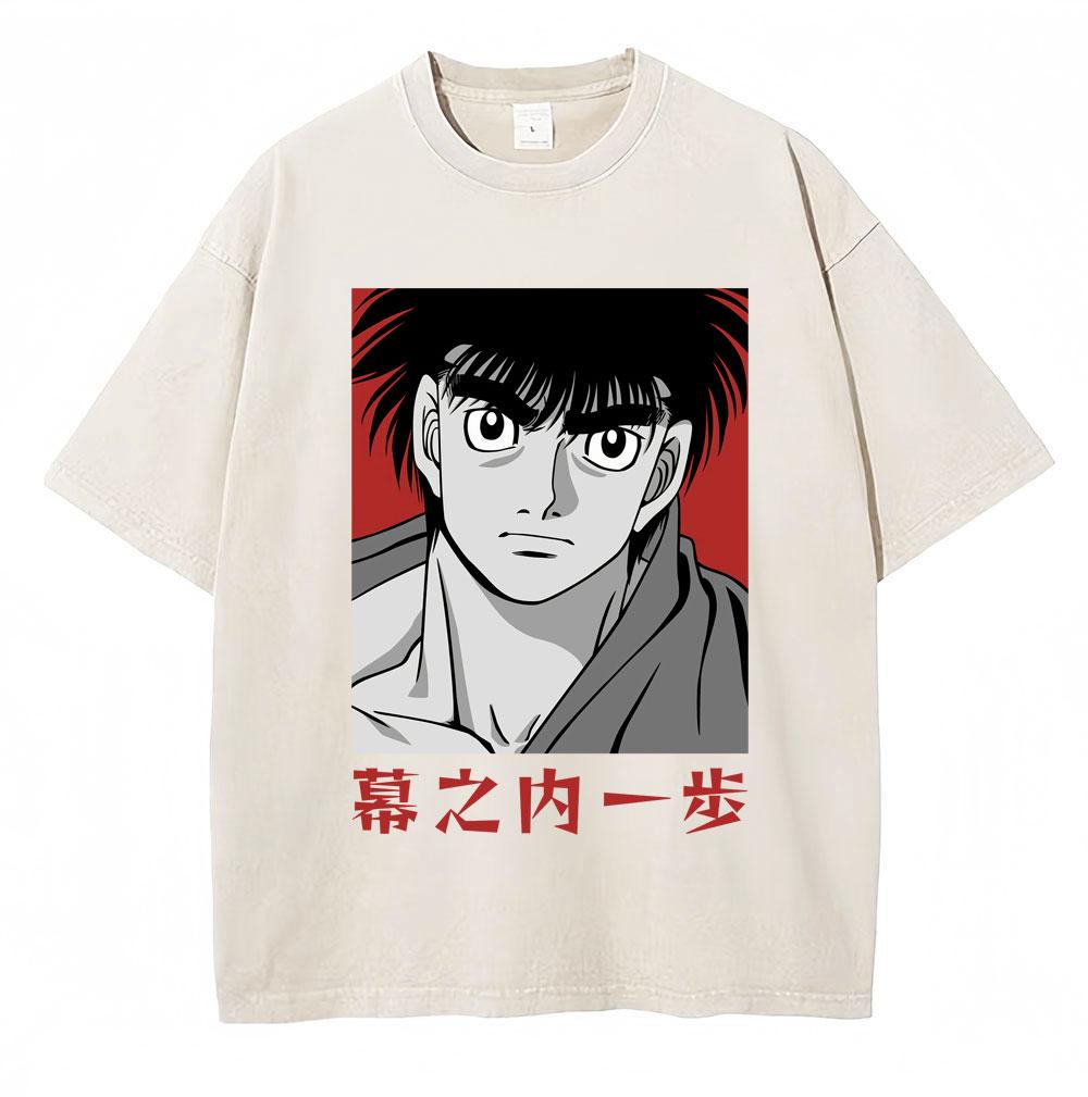 Винтажные выстиранные футболки Аниме Hajime No Ippo Боксерский зал Камогавы Макуноучи KGB Футболки Унисекс Женские Свободные Хлопковые Летние Футболки