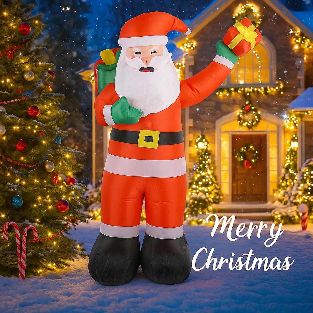 7.87FT Inflatable Toy Santa Claus Gift Bag Xmas Yard Lawn Party Decoration with LED Light Christmas Home Supplies Ornaments Gift