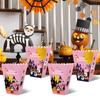 12 шт. розовых украшений для вечеринки на Хэллоуин, коробка для попкорна и чипсов, одноразовая коробка для закусок на Хэллоуин, столовые приборы для вечеринки на Хэллоуин