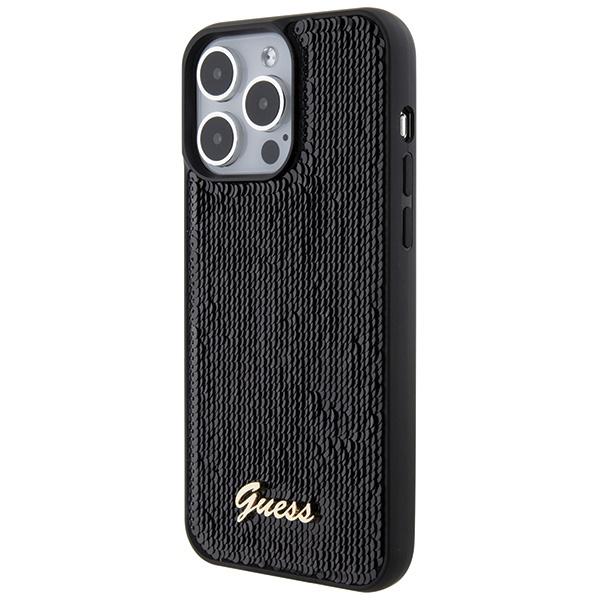 Etui do iPhone 15 Pro Max Guess Sequin Script Metal Czarne