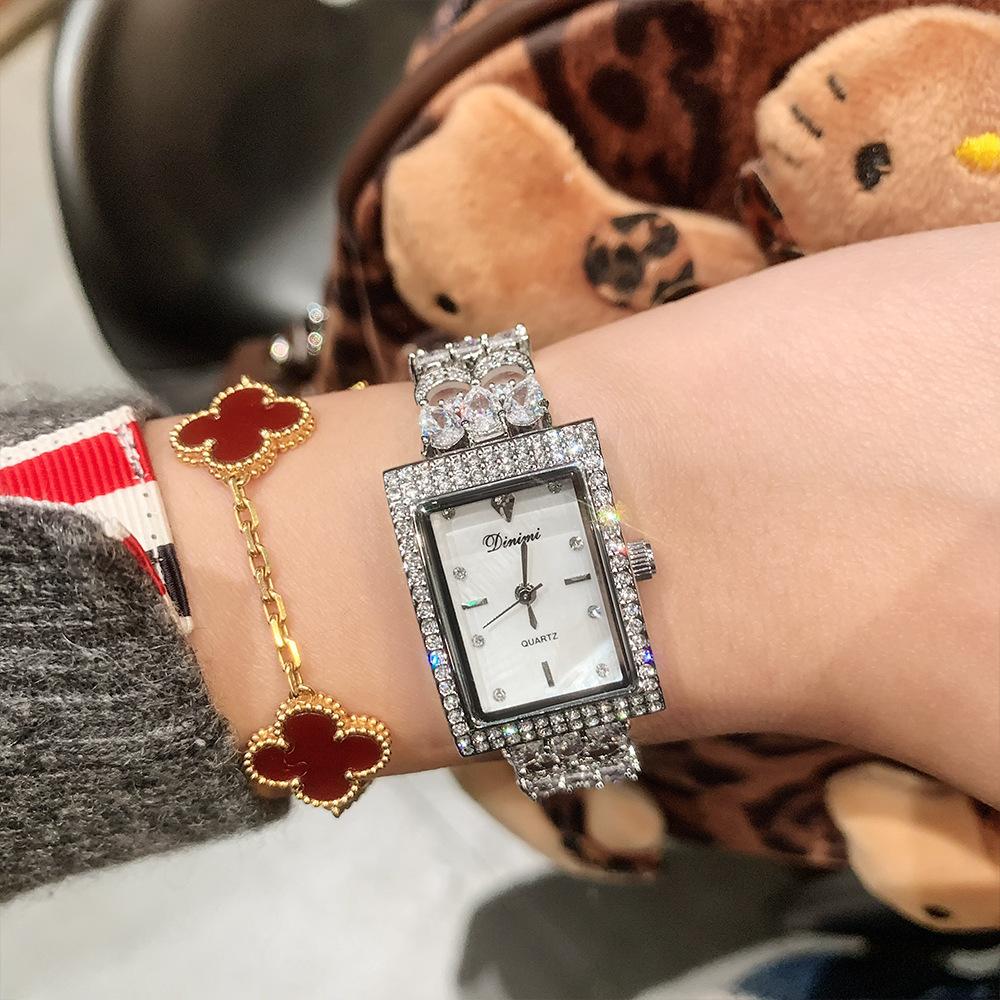 Retro Diamond-Set Classic Square Fashion Watch Romantic Simple Light Luxury Bracelet Women'S Exquisite Quartz Watch