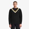 Fred Perry [Острый] Вязаный джемпер с V-образным вырезом и полосатой отделкой - Черный Afpm2416523-198