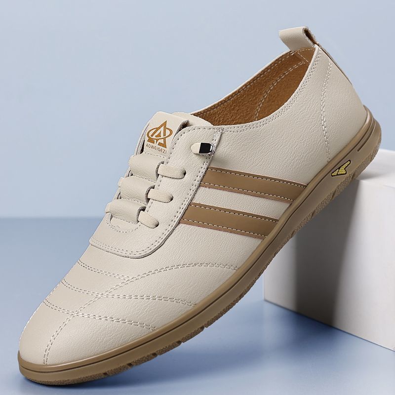 Мужская обувь новая повседневная кожаная обувь мягкая подошва одна педаль ленивая обувь мужская мода универсальная деловая повседневная кожаная обувь