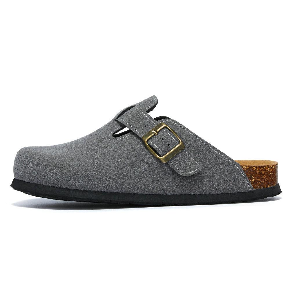 Модная мужская обувь Baotou Пробковые мужские тапочки Кожаные мужские женские полутапочки на зиму Большой размер 35-45