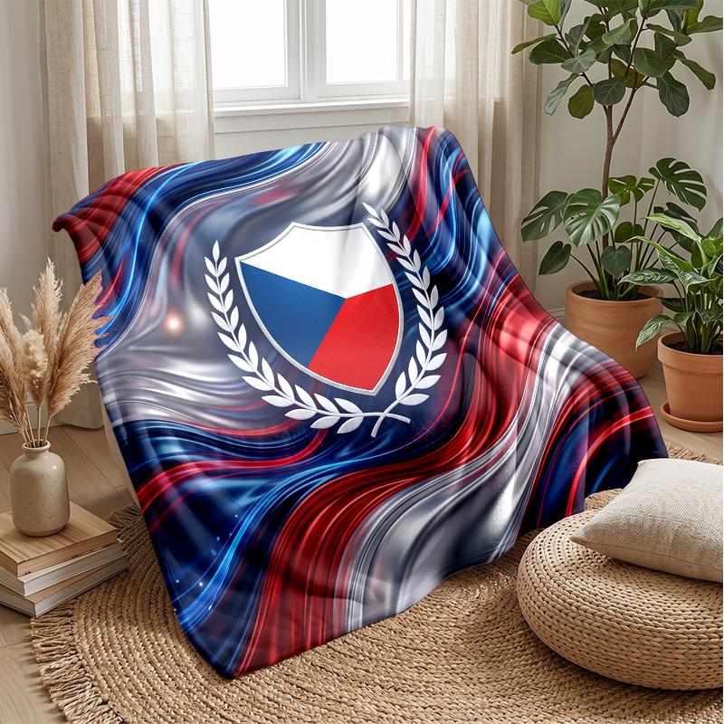 Czech Republi Football Printed Flannel Blanket Skin Friendly Warm Decorative Throw for Indoor Couch Bed Daily Use