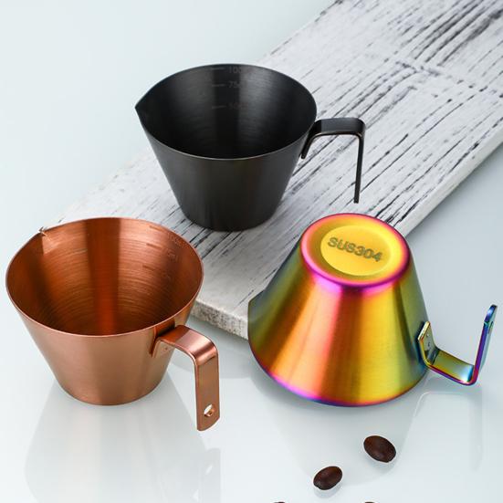 Мерный стакан из нержавеющей стали для эспрессо со шкалой, вместимость 100 мл, мини-стакан для наливания с ручкой, пищевой, точный