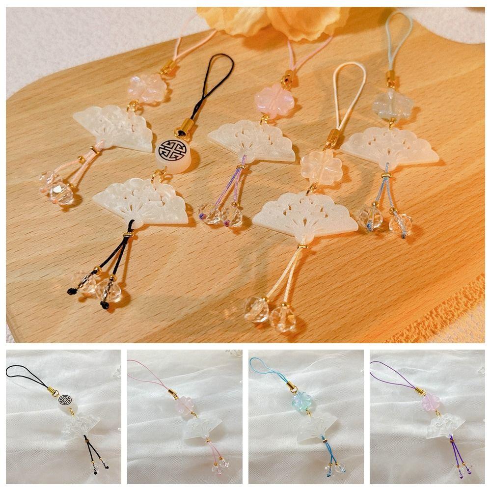 Fan Phone Pendant Four Leaf Clover Mobile Phone Strap Keyring Mobile Phone Chain Phone Decoration