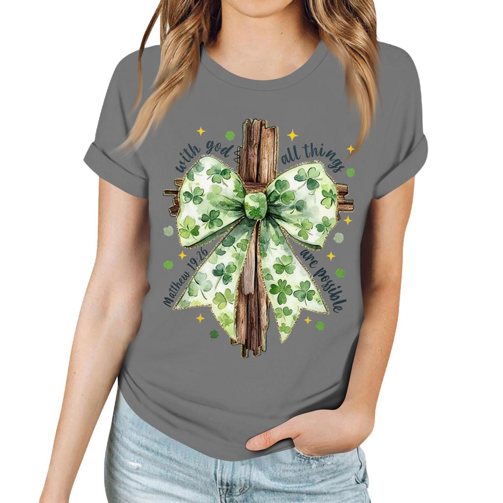 Женская повседневная футболка с принтом, пуловер с круглым вырезом, топ с короткими рукавами