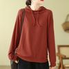Женская однотонная осенняя рубашка, футболка, свободный новый пуловер, повседневный топ с капюшоном и длинным рукавом, футболки