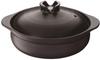 Earthenware Pot, No. 6, Serves 1-2, 0.9L, 0.95kg, Black, Uncoated, with Stainless Steel Plate