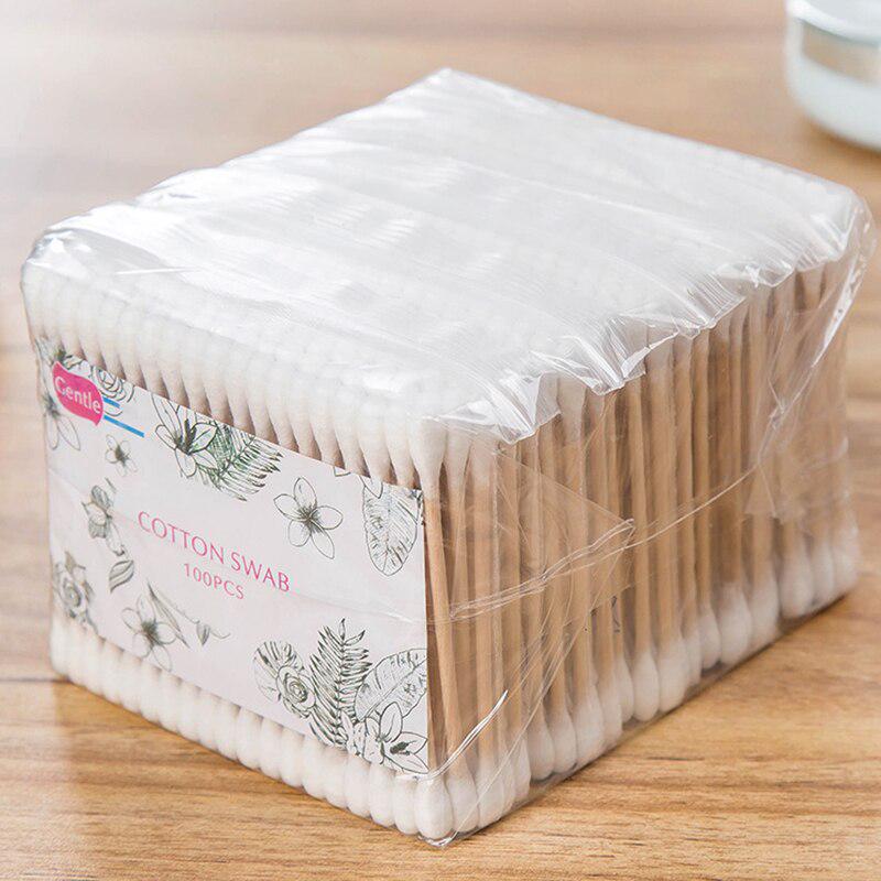 Double Head Cotton Swab Women Makeup Cotton Buds Tip For Wood Sticks Nose Ears Cleaning Health Care Tools