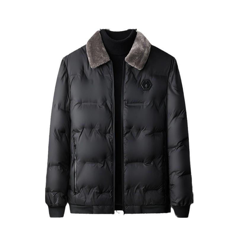 Мужская зимняя хлопковая куртка 2024 года с воротником из овечьей шерсти