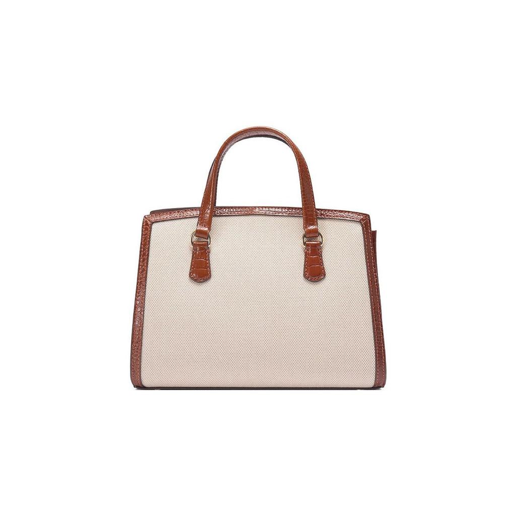 Michael Kors Chantal Color Block Magnetic Closure Tote Bag Fabric With Leather Women tote bags Natural Brown 30S3G7CM1C-CHESTNUT