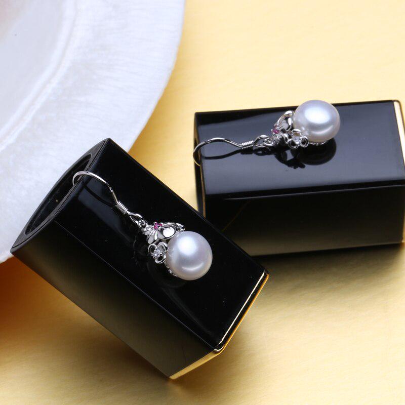 LSOOYH серьги с натуральным пресноводным жемчугом для женщин, ювелирные изделия с жемчугом, модные серьги с красными кристаллами и цветком