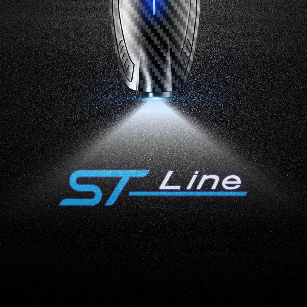 2 шт. USB-перезаряжаемые светодиодные лампы-проекторы с логотипом ST Line для дверей автомобиля, приветственные огни RDC2 для Ford Mondeo Kuga Focus Fiesta