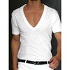 Мужская футболка Летняя мужская футболка с V-образным вырезом Однотонная Приталенная Тонкая Повседневная футболка С коротким рукавом Топ