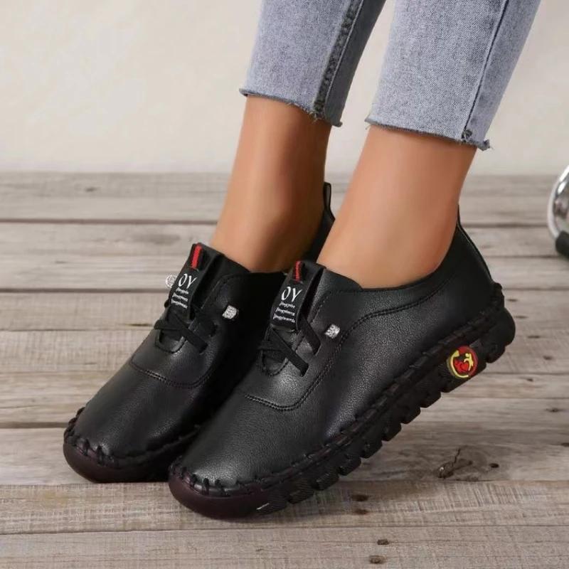 Мода весна осень новые модные туфли на плоской подошве со шнуровкой для женщин 2024 года высококачественные повседневные удобные прогулочные туфли женские Zapatos De Mujer