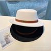 White French British autumn and winter alphabet woolen top hat female elegant foreign style flat top flat brim felt hat female casual versatile