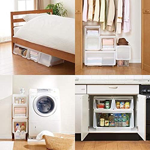 Tenma Kabako Large Flap Storage Box, Easy Access, Assembly Required. This versatile storage case features a flap door and a translucent clear plastic