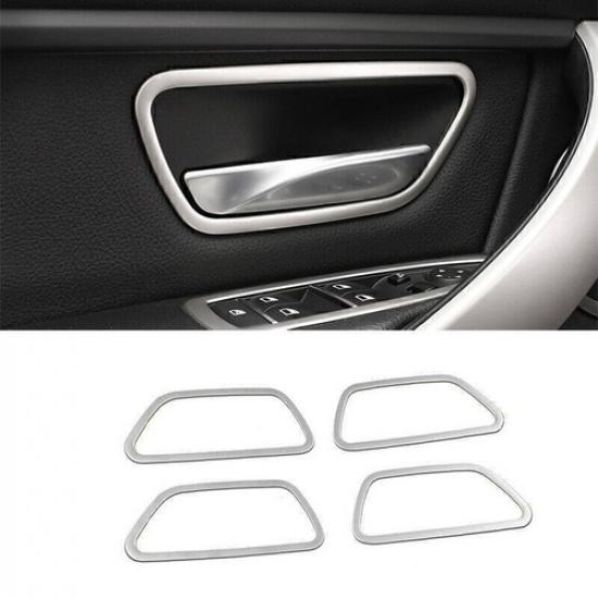 For BMW 3 4 Series M3 M4 2013-2019 Silver Steel Inner Door Handle Frame Trim